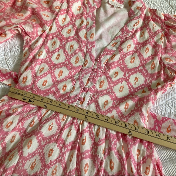 Marea Collette shortie dress pink white resort 100% cotton India size S - Picture 7 of 13